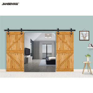 Quincaillerie de porte coulissante de 6,6 pieds Système de quincaillerie suspendue pour porte de grange coulissante Kit de quincaillerie coulissante pour porte de grange en bois simple - Product Image 5