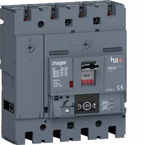 HMT041NR ปรับแต่งได้ด้วยชุดเบรกเกอร์แบบหล่อขึ้นรูป Hagers รุ่น h3+ P250 LSIG Energy 4P 50kA 40A ปรับค่าได้ - Product Image 1