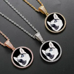 Venta al por mayor DIY creativo chapado en oro <span class=keywords><strong>corazón</strong></span> marco colgante collar personalizado foto privada conmemorativa amantes tesoro circón - Product Image 2