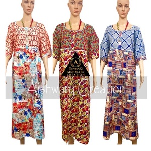 Robe midi à imprimé floral pour femme, 100% coton, design patchwork Maillard, col carré, manches à lacets, décontractée, automne, une pièce - Product Image 3