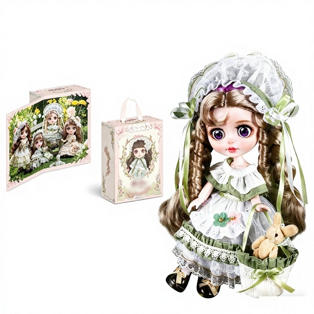 Retro Court Style 6-Point Jointed BJD Doll, Exquisite Lolita Outfit, Eco-Friendly ABS Articulated Model Toy, Gift Set for Girls