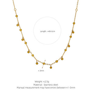 สร้อยโชคเกอร์ชุบทอง18K แบบ316L สำหรับผู้หญิงทำจากสเตนเลสสตีลแฟชั่นลูกปัดทองขนาดเล็ก - Product Image 6