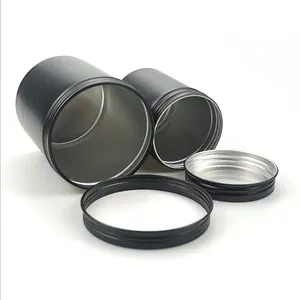 Alta Qualidade Matte Black Silver Round Tea Coffee Bean Embalagem Latas de Alumínio Mental Frascos Para Alimentos Cosméticos Metal Tin Can Box