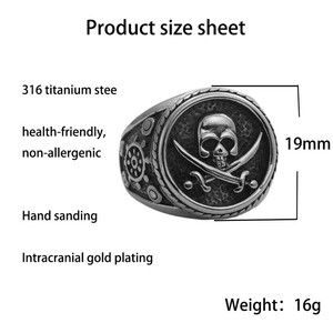 <b>Skull</b> <b>Ring</b> Stainless Steel Men's Punk Retro Geometric Party Jewelry Silver Gold - Product Image 5