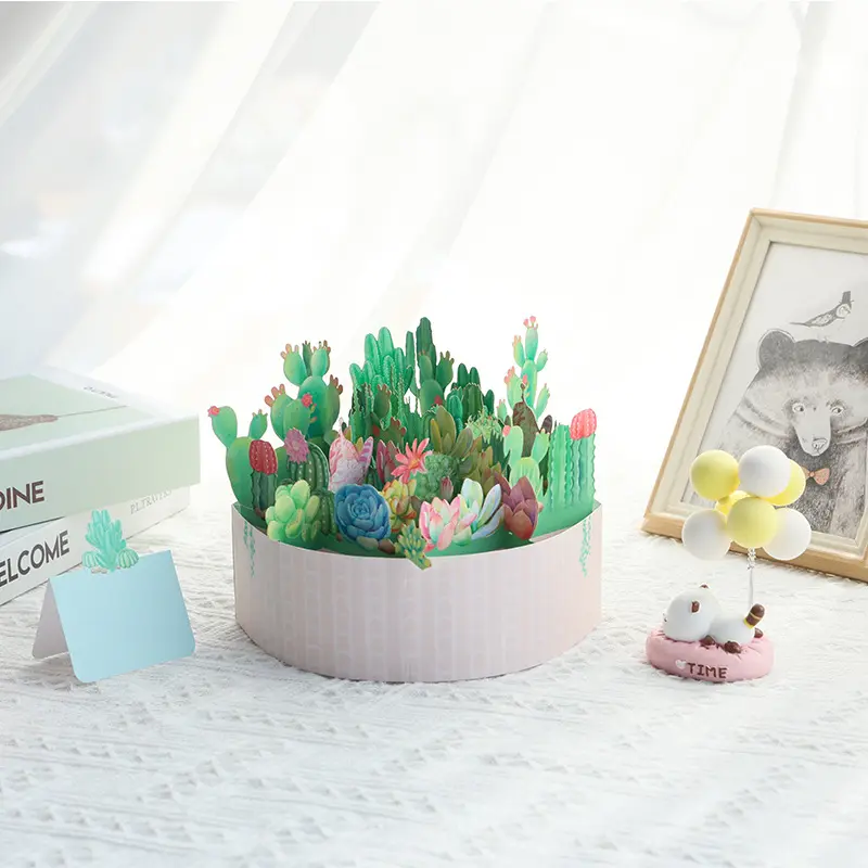 रचनात्मक 3डी त्रि-आयामी ग्रीटिंग कार्ड पेपर मूर्तिकला उष्णकटिबंधीय पौधे बड़े गमलों वाले पौधे जन्मदिन की शुभकामनाएं उपहार कार्ड