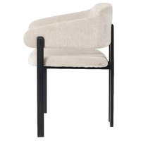 Fauteuil de salle à manger en velours VL au design moderne, rembourré, luxueux et confortable, avec pieds en métal