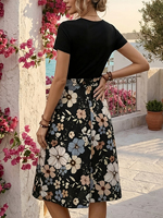 Robe à fleurs élégante et tendance pour femmes, style vintage, grande taille, avec cordon de serrage, acceptant la personnalisation