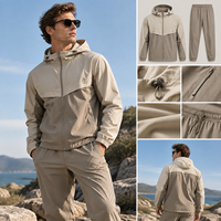 Ensemble de survêtement sportif pour homme avec veste de course imperméable en nylon solide de poids moyen et short de survêtement, personnalisable avec logo, idéal pour l'hiver