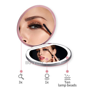 Vente en gros OEM miroir cosmétique LED portable sac à main <span class=keywords><strong>compact</strong></span> lumières pour voyage petite vanité pliable miroir de poche privé - Product Image 3