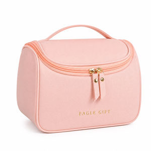High Quality PU Leather Luxury Checkered Skin Beautycase Custom Logo Portable Waterproof Zipper Travel Cosmetic Makeup Bag - Product Image 5