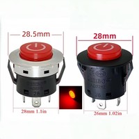 Interrupteur à bouton-poussoir en plastique de 28 mm avec LED 12 V, indication sur panneau, marche/arrêt, 3 broches, verrouillage automatique, lumineux