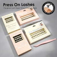 Cils adhésifs courbés à presser, cils en bande pré-collés effet wispy, taille personnalisée, marque privée, vente en gros Europe, Royaume-Uni, France, Italie