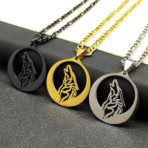 Kalung liontin <span class=keywords><strong>Skyrim</strong></span> Howl fashion hip hop pria liontin hewan emas baja tahan karat liontin serigala grosir - Product Image 4