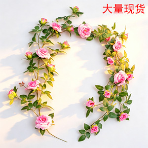Rose artificielle en soie, plante verte d'intérieur, branche unique, décoration murale suspendue - Product Image 5