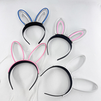 Bandeau d'oreilles de lapin de Pâques lumineux au néon pour femmes bandeau Source de lumière LED pour Costume d'Halloween accessoires de cheveux pour filles