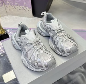 Zapatillas deportivas de lujo para parejas, con cordones, estilo dad shoes, de malla con acabado desgastado, suela gruesa y caña alta, talla XXXL - Product Image 3