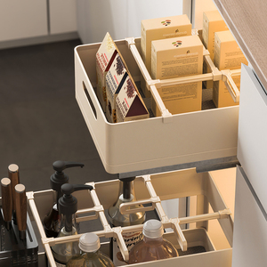 TY Storage Tiroirs de rangement de <span class=keywords><strong>cuisine</strong></span> modernes et écologiques avec séparateurs rotatifs réglables, base antidérapante et fermeture douce, couleur champagne - Product Image 2