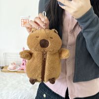 Porte-monnaie Capybara mignon en peluche, sac organisateur de dessin animé Capybara, mini sac à monnaie pour fille