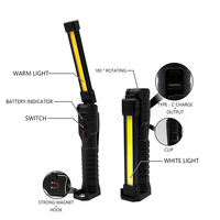 Lampe de travail COB magnétique pliable Portable Double face, Rechargeable, lampe de poche LED, torche, crochet suspendu, lumière d'urgence