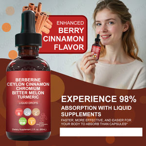 Vente en gros Berbérine avec supplément de cannelle de Ceylan Gouttes liquides + extrait de melon amer Moringa GLP-1 soutenir le bien-être général - Product Image 4