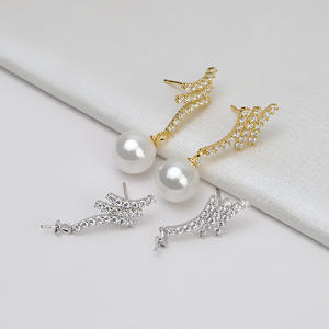 Japanese and Korean S925 <b>Silver</b> Ear Wire Plated Gold <b>Long</b> Tassel <b>Earrings</b> Women's DIY Handmade Pearl Jewelry - Product Image 1