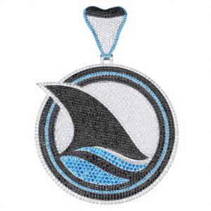 Prix d'usine Pendentif personnalisé Hip Hop en argent 925 plaqué rhodium, serti de diamants, noir et bleu, pour chaîne - Product Image 1