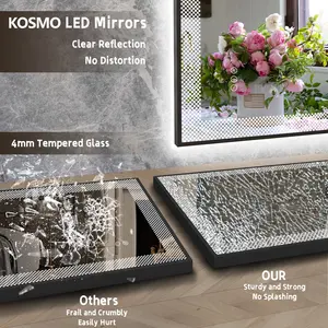 Wholesale Touch Screen Rectangle Bath Mirror Smart Led Light Induction Bluetooth Antifogging Bathroom Mirrors