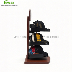 3 Tier Wooden <b>Hat</b> Rack Display <b>Stand</b> Vertical Desktop Pre Assembled Modern Style Countertop POP POS Display - Product Image 3
