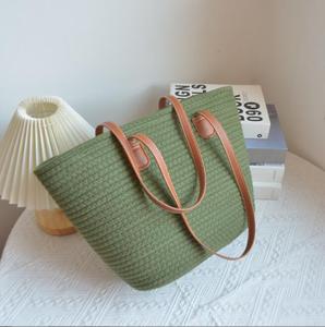 Bolso Tote Casual de Crochet, Forro de Algodón, Diseño de Puntos, Color Natural, Bolso de Hombro para Uso Diario, Gran Capacidad - Product Image 5