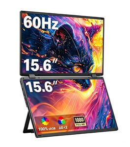 <span class=keywords><strong>Monitor</strong></span> Portátil Dual FHD de 15.6 Pulgadas 1080P, Diseño Plegable y Apilable, USB-C/Tipo-C, Pantalla Externa Dual <span class=keywords><strong>para</strong></span> Laptop, <span class=keywords><strong>Mac</strong></span>, Windows - Product Image 1