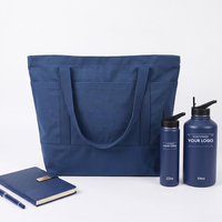Ensemble cadeau promotionnel carnet et stylo, sac fourre-tout en toile personnalisable, bouteilles d'eau en acier inoxydable