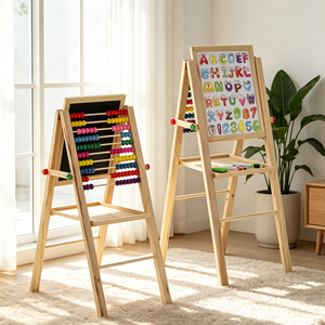 Lavagna Artistica in Legno per Bambini con Numeri e Lettere, in Pino, Schima e MDF, Resistente, Tutto in Uno, per <span class=keywords><strong>l</strong></span>'Apprendimento dell'<span class=keywords><strong>Arte</strong></span>, Educazione Prescolare - Product Image 1
