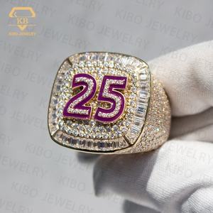 Personnage lumineux personnalisé Glacé Jeunesse Sports Baseball Football 10K Solid Gold Championship Moissanite Diamond Hip Hop Men <span class=keywords><strong>Ring</strong></span> - Product Image 1