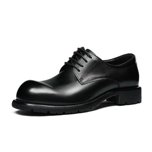New style fashionable genuine leather thick-soled men's shoes - wedding shoes, formal round-<b>toe</b> leather shoes for men - Product Image 5