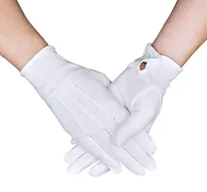 Yeni varış % 100% pamuk el masonik eldiven geçit beyaz eldivenler özel logo tasarımı ile