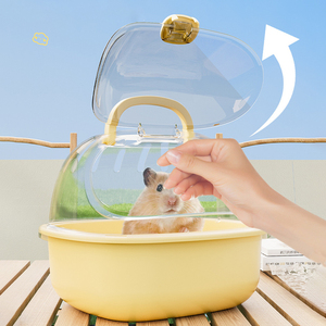 Portatile trasparente criceto porta gabbia con bottiglia d'acqua a scatto pulsante di chiusura <span class=keywords><strong>per</strong></span> il viaggio di piccoli animali materiale plastico di legno - Product Image 5