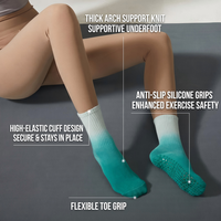 Chaussettes de yoga et de Pilates mi-longues antidérapantes à dégradé, respirantes, à séchage rapide, en coton anti-transpiration, technique de tricotage ras du cou pour l'automne