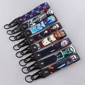 Porte-clés mousqueton en métal style anime, motif dessin animé d'horreur Halloween, pendentif bec d'aigle, figurine rectangulaire fruit, voiture, chat - Product Image 1