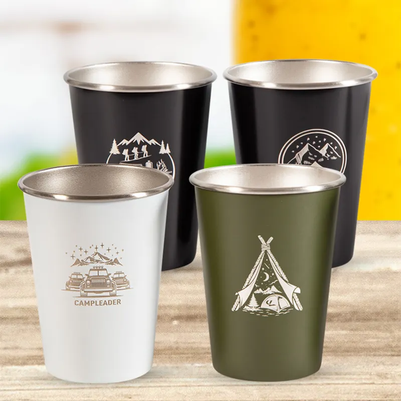 350ML 4pcs/set Outdoor Camping BBQ Stainless Steel Metal Beer Wine Cups Coffee Tumbler Tea Milk Mug Water Cup