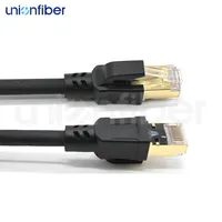 Kabel Patch Ethernet Bulat Unionfiber Cat8 Tembaga Murni SFTP RJ45 40Gbps Kabel LAN ISO9001 ROHS CE CPR untuk Server Switch