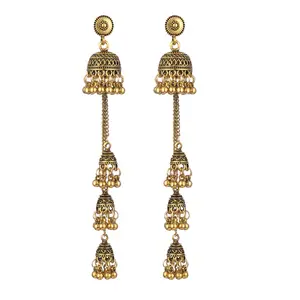 indian jhumka earrings Bell long tassel chain earrings bohemian fashion indian jewellery earrings jhumka