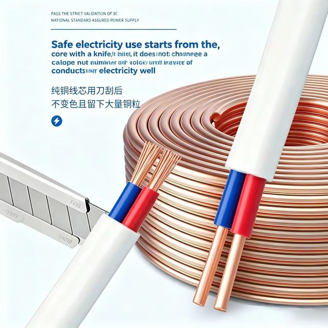 Factory-direct RVVB 2-core Flat Sheathed Flexible Cable 0.75/1.0/1.5 Mm² Suitable for Domestic Appliances and Lighting