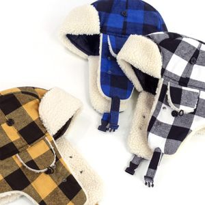 Chapeau de trappeur d'hiver à carreaux Lumberjack avec protège-oreilles et sangle sous le menton, coupe-vent pour l'extérieur, bonnet de ski unisexe pour adulte PT201 - Product Image 3