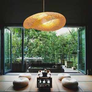 Wholesale Handmade Wicker Rattan Bamboo Weave Pendant <strong>Light</strong> Black+<strong>Nature</strong> <strong>Shade</strong> 2-Year Warranty Kitchen Island Dining Lighting - Product Image 6