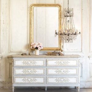 <span class=keywords><strong>Commode</strong></span> en bois blanc vintage française sur mesure avec 6 tiroirs <span class=keywords><strong>et</strong></span> miroir pour la chambre à coucher - Product Image 6