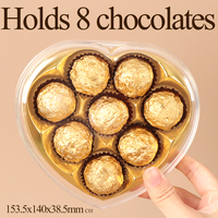 Boîte à chocolat en forme de cœur WEISHENG, qualité alimentaire GPPS, avec 8 compartiments dorés et couvercle, pour bonbons et biscuits