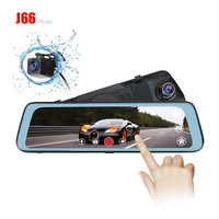 Kamera DVR Mobil ADAS 9.66" Android Stream Media Kaca Spion Belakang FHD 1080P Perekam Video DVR