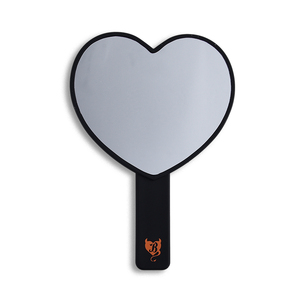 Portable Handheld ABS <b>Plastic</b> Black Custom Logo Single Side Heart Shape Makeup Cosmetic Mirror - Product Image 2