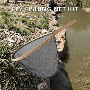 Red de <span class=keywords><strong>Pesca</strong></span> con Mosca, Mango de Madera, Red de Aterrizaje de Nailon, Soporte para Capturar y Liberar, Cesta, Kit Combinado de <span class=keywords><strong>Pesca</strong></span>, Herramientas de <span class=keywords><strong>Pesca</strong></span> de Trucha - Product Image 2