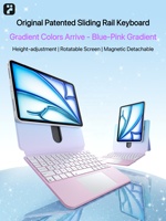Casing Keyboard Ajaib Rotasi 360 Derajat Warna Pink Biru Gradasi Lucu untuk Anak Perempuan, Penggunaan di Kantor & Rumah, iPad Pro 11-inci Generasi 1/2/3/4, LED RGB Baru